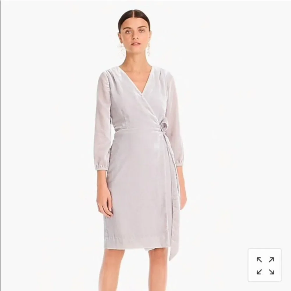 New J. Crew Drapy Velvet Wrap Dress 365 Crepe 0 - Picture 4 of 6